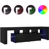 vidaXL TV-bänk med LED-lampor svart ek 140x36,5x40 cm konstruerat trä