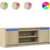 vidaXL Tv-bänk med LEDs sonoma-ek 139,5x34x50 cm konstruerat trä