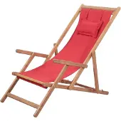 vidaXL Hopfällbar strandstol tyg och träram röd