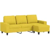 vidaXL 3-sitssoffa med fotpall Ljusgul 180 cm tyg