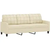 vidaXL 3-sitssoffa gräddvit 180 cm konstläder