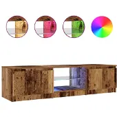 vidaXL TV-bänk med LED-lampor åldrat trä 140x40x35,5cm konstruerat trä