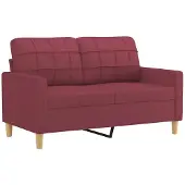 vidaXL 2-sitssoffa vinröd 120 cm tyg