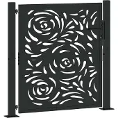 vidaXL Trädgårdsgrind svart 105x106 cm stål flamma design