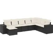 vidaXL Loungegrupp för trädgården med dynor 8 delar svart konstrotting