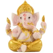 Tlily Haidianzi Gold Lord Ganesha Buddha Staty Elefantgud Skulpturer Ganesh Figurer