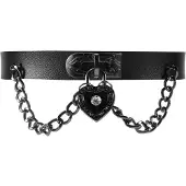 Tlily HjäRthäNge i LäDer Halsband Gothic Lolita Punk Choker Svart