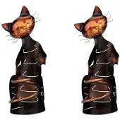 Tlily 2X KattvinhåLlare Kattformad VinhåLlare Stativ Metall Dekorativ KattvinflaskhåLlare Skulptur