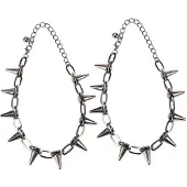 ISTOVO 2X Metal Spikes Studs Rivets Punk Goth Necklace Choker Collar