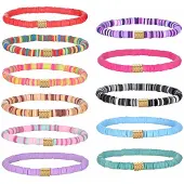 XSKE TEC Färgglada mjuka keramik strandarmband bohemisk stil elastiskt armband blind box