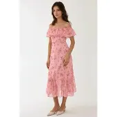 Hiccups for Kids Axelbandlös Blommönstrad Bodycon Midiklänning