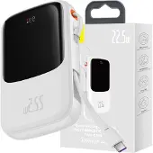 Baseus Qpow 10000mAh powerbank med USB Type-C-kabel 22,5W Quick Charge vit (PPQD020102)