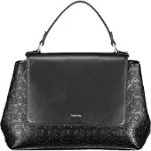 Calvin Klein Monogram Satchel Svart Läderhandväska