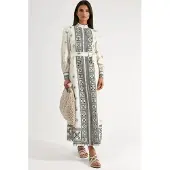 MSN Collection Mandarinkrage Geometrisk Panel Maxi Klänning