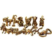 Tlily Kinesisk Zodiak Drakestaty Bronsfigurer Ornament Koppardjur Miniatyrsamling Heminredningshantverk