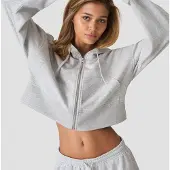 ICANIWILL Everyday Terry Cropped Hoodie Grå