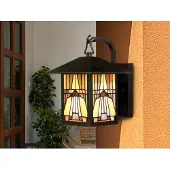 QUOIZEL Vägglampa utomhus Inglenook, dimbar, Brun / mässing, Metall, Tiffany, Utomhusvägglampa