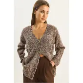 Bianco Texturerad V-ringad Knappad Kofta
