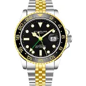 Stührling Svart och gul Meridian GMT Kvarts 42mm