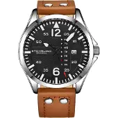 Stührling Brun och svart pilotklocka kvarts 44mm
