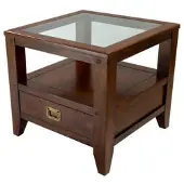 Newport Martino sidobord glasskiva noble brown