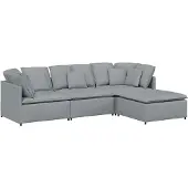 vidaXL Modulsoffa med fotpall och dynor i tyg ljusgrå