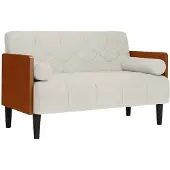 vidaXL Loveseat soffa med dynor gräddvit 110 cm sammet