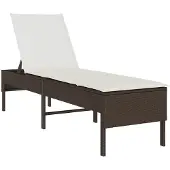 vidaXL Solstol med dyna brun 55x200x44cm konstrotting
