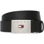 Tommy Hilfiger Bälte 'Flag Plaque' svart / silver