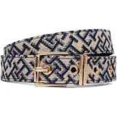 Tommy Hilfiger Bälte 'Double Keeper Buckle' kitt / marinblå / opal / guld