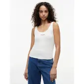 Tommy Hilfiger Topp 'Logo Embroidery Slim Tank' röd / vit