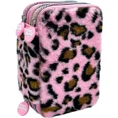 Tinka - Triple Pencilcase - Leopard Rosa