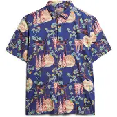 Superdry för män. M4010353A Hawaiiskjorta marinblå (M), Casual, Bomull, Kort ärm, Marino