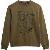 Superdry för män. M2014249A Tokyo Narrative Lösa sweatshirt brun grönaktig brun (M), Casual, Bomull