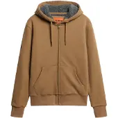 Superdry för män. M2013749A Hoodie med huva med dragkedja och brunt fleecefoder (L), Casual, Bomull, Hållbar