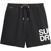 Superdry för män. M3010247A 43,2 cm baddräkt med logo Sportswear svart (XXL), Strandkläder, Återvunnen polyester, Hållbar