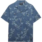 Superdry för män. M4011130A Tryckt skjorta blå (S), Casual, Bomull, Kort ärm