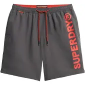 Superdry för män. M3010248A 43,2 cm baddräkt med grå sportgrafik (M), Strandkläder, Återvunnen polyester, Hållbar