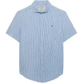Superdry för män. M4011104A Riviera blå skjorta (XL), Casual, Lino, Kort ärm