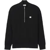 Ck Jeans Tröja 'Waffle Quarter-zip' svart / vit