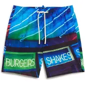 Superdry för män. M3010233A Baddräkt med blått fototryck (L), Strandkläder, Återvunnen polyester, Hållbar