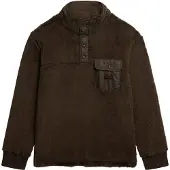 Superdry för män. M2014258A Fleece High Pile Fleece Half Zip brun (S), Casual, Polyester
