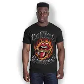Ginza.se The Rolling Stones: Unisex T-Shirt/Flaming Tattoo Tongue (Black) (Large)