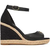Tommy Hilfiger Logo Plaque Leather Wedge Heel Espadrilles