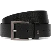 Tommy Hilfiger Flag Plaque Embossed Leather Belt