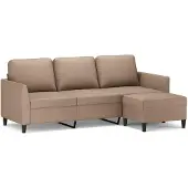 vidaXL 3-sitssoffa med fotpall cappuccino 180 cm konstläder
