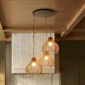 TEMAR LIGHTING Hänglampa Barrel , dimbar, Ljust trä, Vardagsrum / matsal, Trä, Lantlig / rustik, Pendellampa