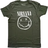 Ginza.se Nirvana: Unisex T-Shirt/White Happy Face (Dark Green) (X-Large)