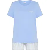 LASCANA Kort pyjamas ljusblå / vit