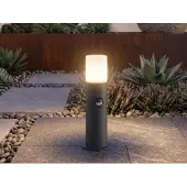 TRIO Lighting Praktisk sockellampa Hoosic med sensor, Svart, Aluminium / grå / zink, Modern